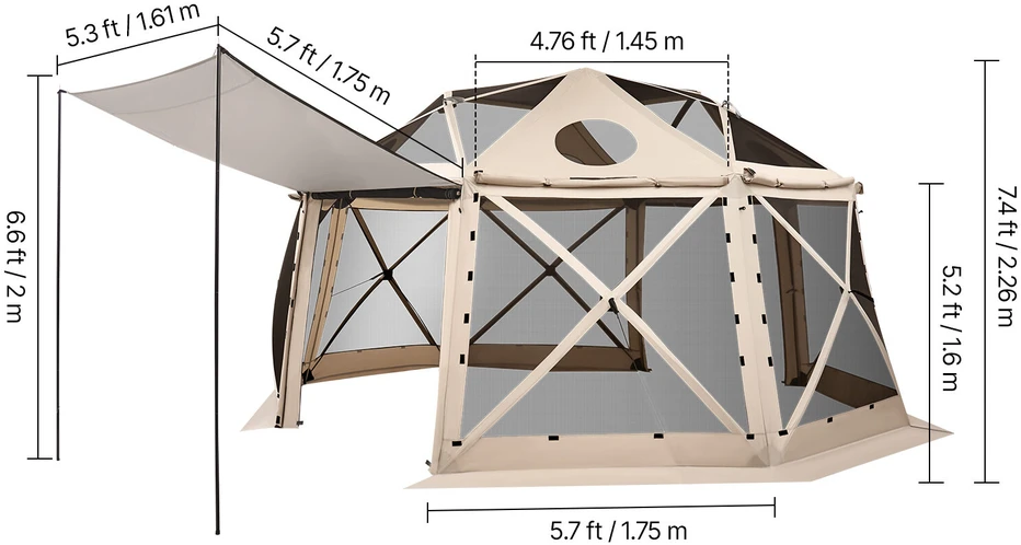 VEVOR Išskleidžiama sferinė pavėsinė 4.57 x 4.57 m