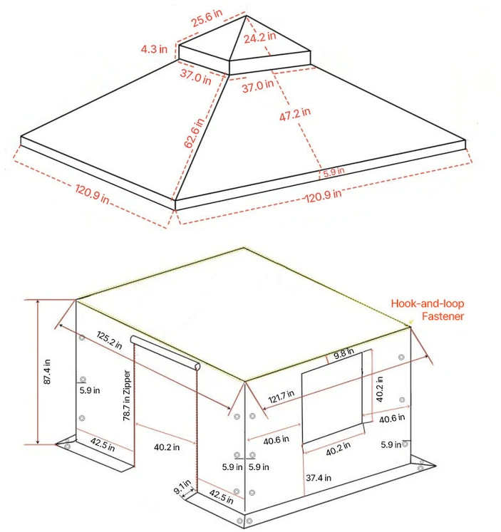 VEVOR Žiemos tente pavėsinei 3.05 x 3.05 m