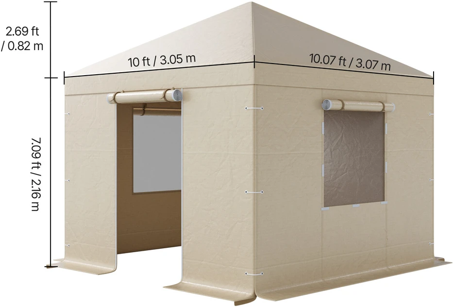 VEVOR Žiemos palapinės uždangalas 3.05 x 3.05 m kietiems stogams