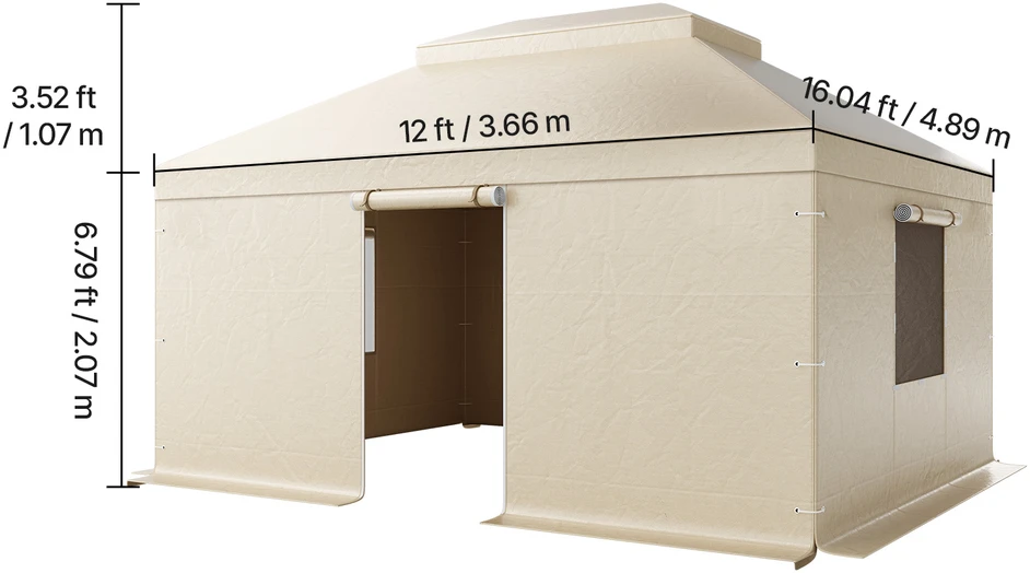 VEVOR Žiemos pavėsinės uždanga 3.66 x 4.87 m pavėsinėms