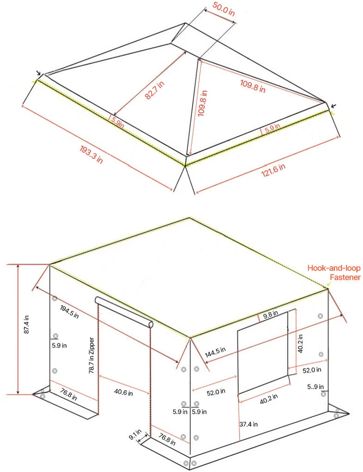 VEVOR Žiemos pavėsinės uždangalas 3,68 x 4,9 m kietviršiui