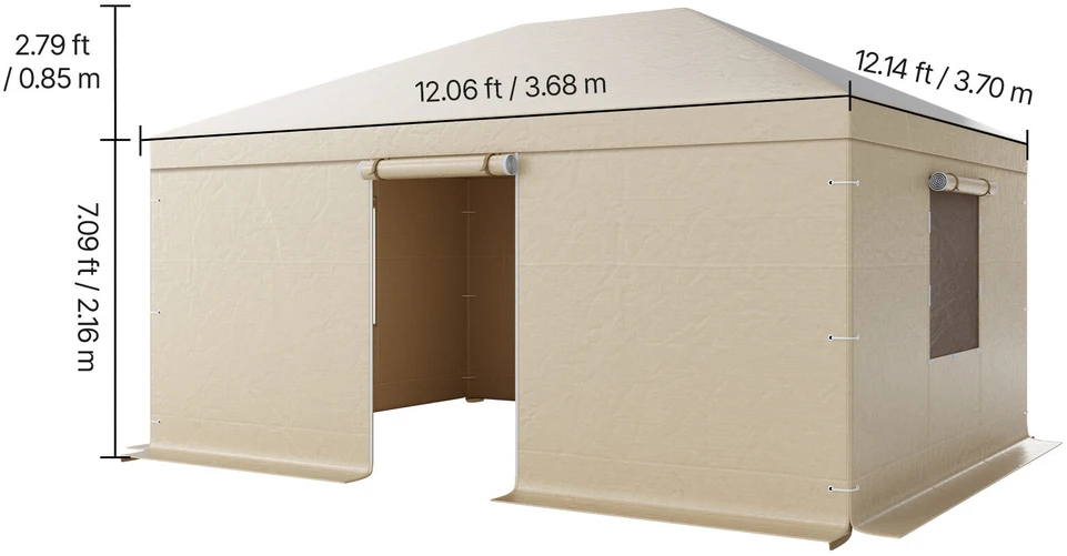 VEVOR Žiemos pavėsinės uždangalas 3,68 x 4,9 m kietviršiui