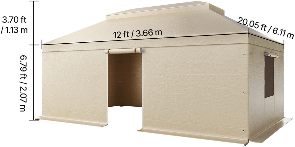 VEVOR Žiemos pavėsinės uždangalas 3,66 x 6,10 m kietviršėms pavėsinėms