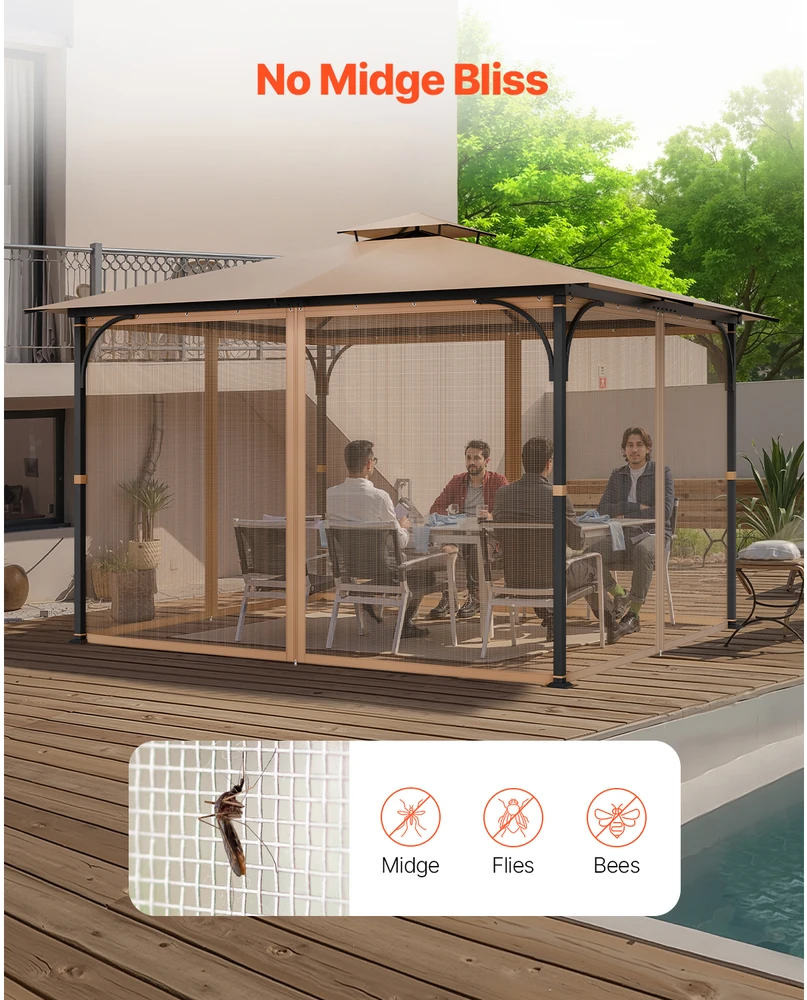 VEVOR Pakeičiamas tinklinis pavėsinės tinklelis 10x12x7.3 m
