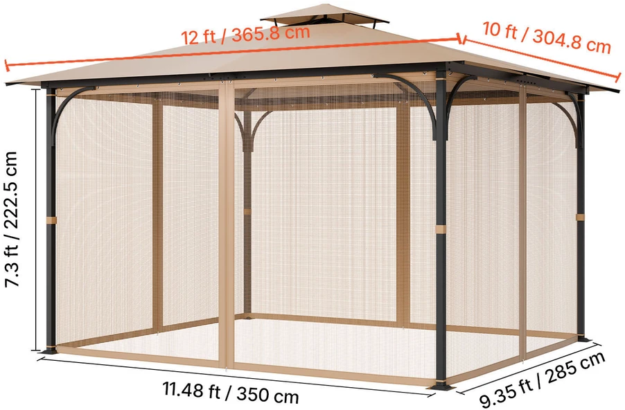 VEVOR Pakeičiamas tinklinis pavėsinės tinklelis 10x12x7.3 m