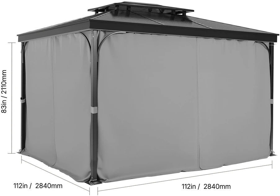 VEVOR Pilka pavėsinės užuolaida 284 x 284 cm