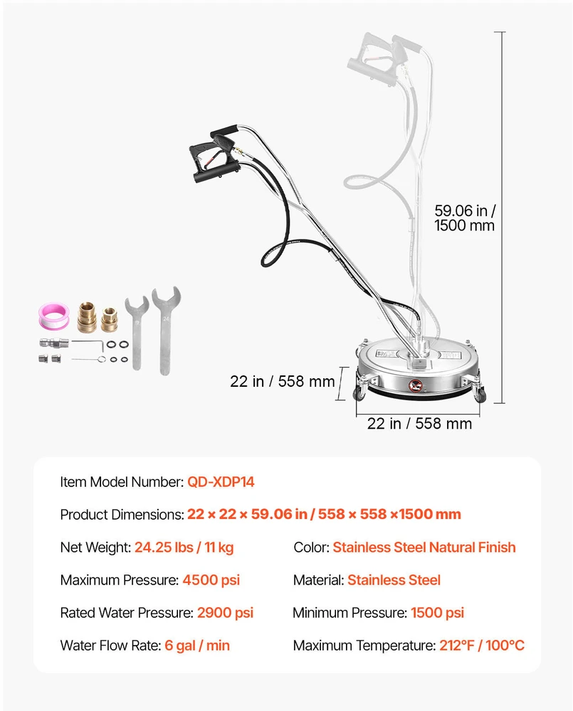 VEVOR 22" plovimo įrenginys su keturiais ratais