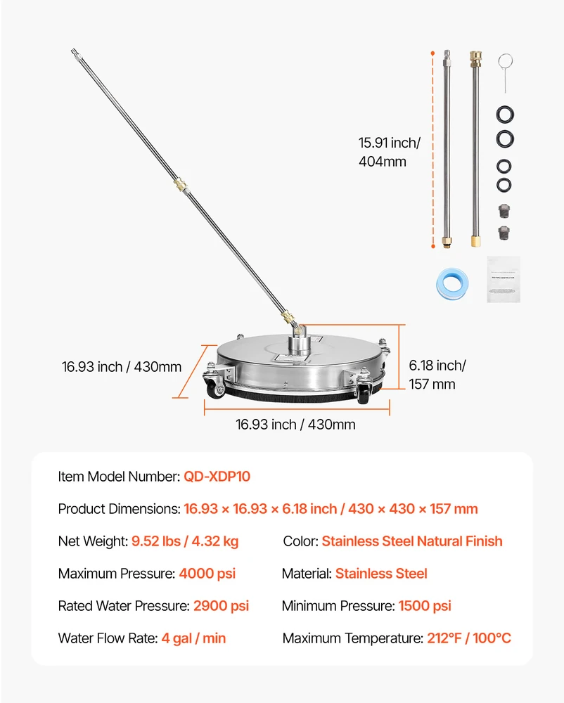 VEVOR 16,5" plovimo paviršiaus valiklis