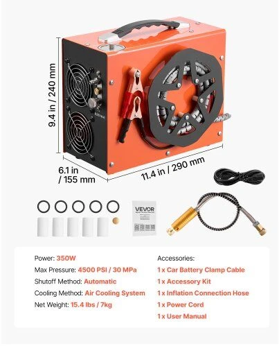PCP oro kompresorius VEVOR QQGYCQJSFSLQSF890001Y2, 4500 PSI