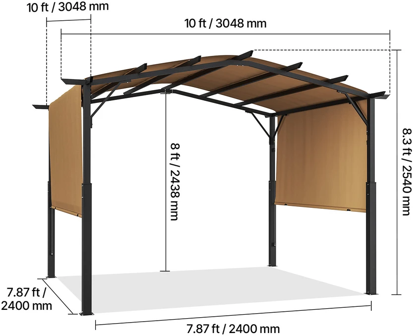 VEVOR 10x10 ft lauko pergola su stogu