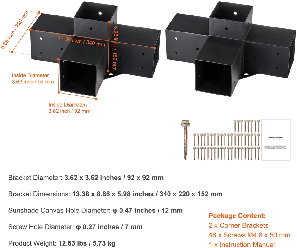 VEVOR Pergolos laikiklių komplektas 4"x4"