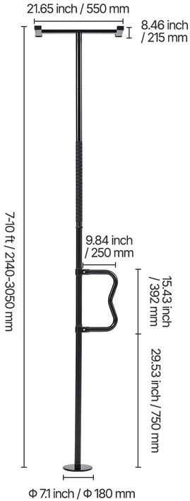 VEVOR Stulpelis nuo grindų iki lubų, iki 136 kg, juodas