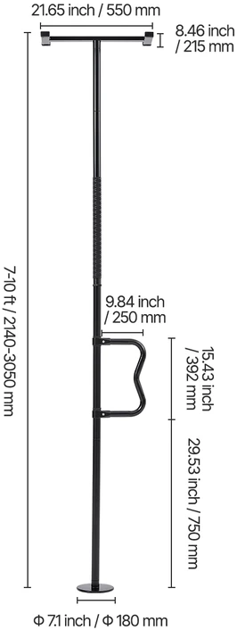 VEVOR Stulpelis nuo grindų iki lubų, iki 136 kg, juodas