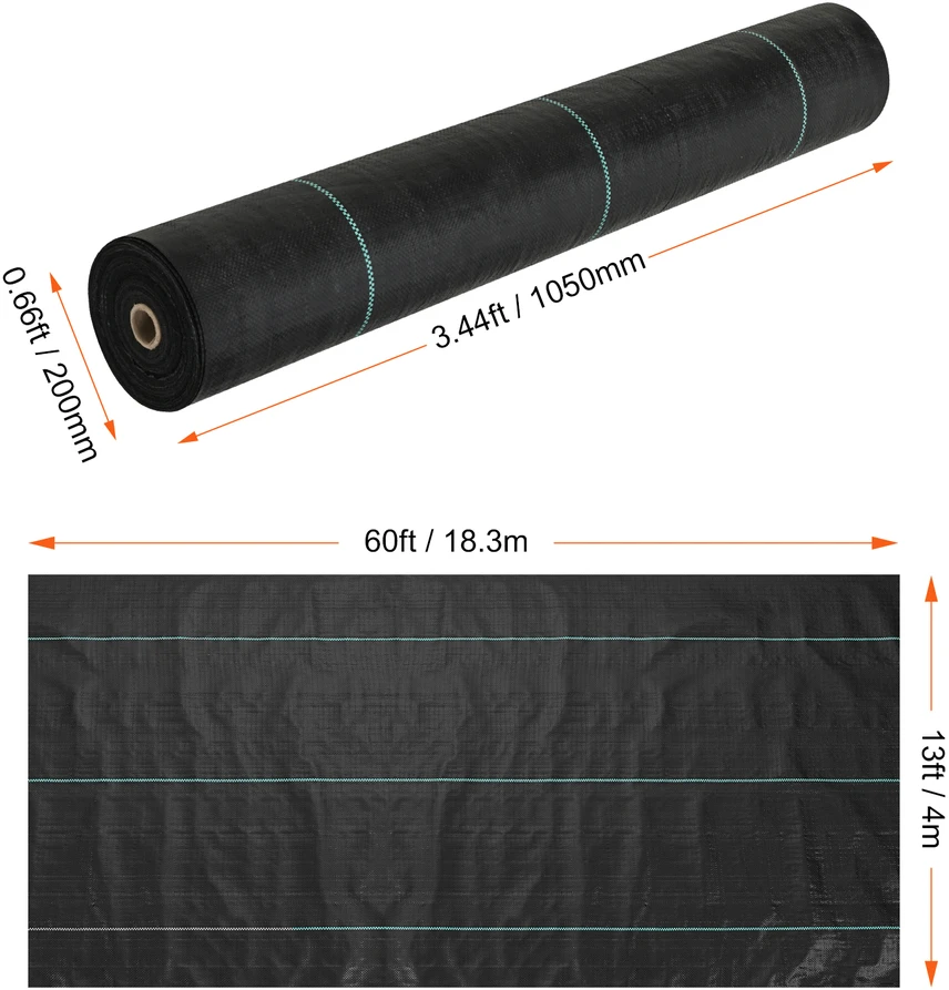VEVOR Geotekstilė nuo piktžolių 4m x 18m