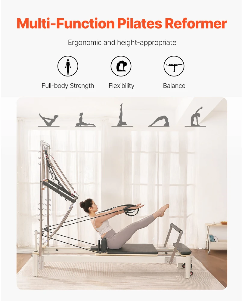 VEVOR Pilates reformeris su pasipriešinimu namų sporto salei