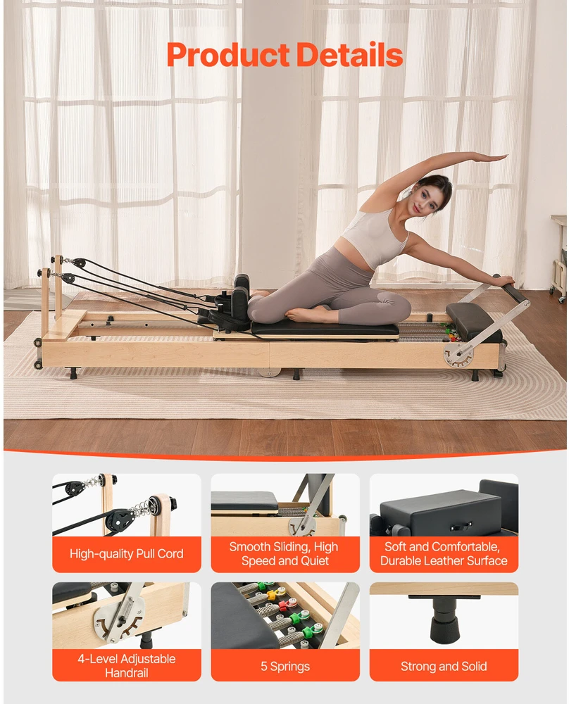 VEVOR Sulankstomas medinis pilates treniruoklis namams