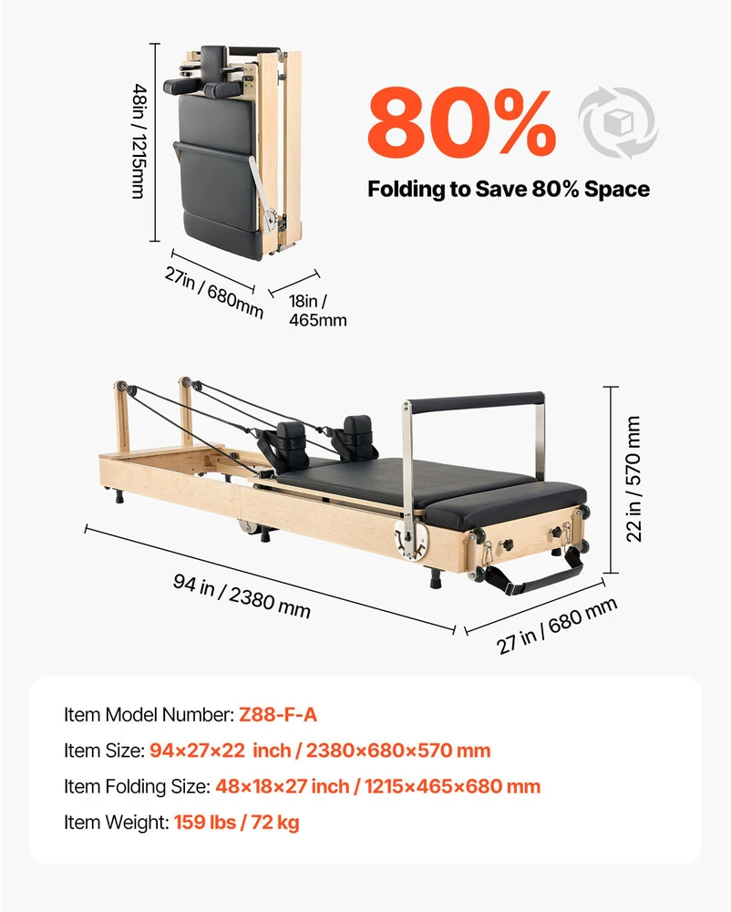 VEVOR Sulankstomas medinis pilates treniruoklis namams