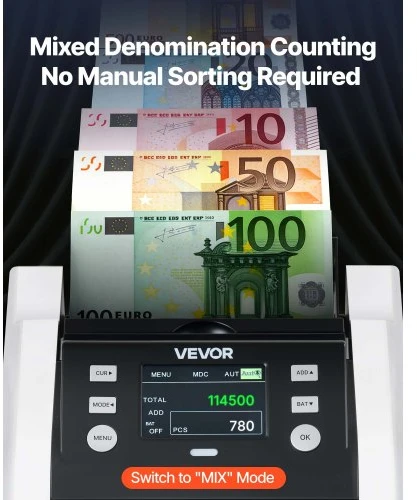 Vevor Pinigų skaičiavimo aparatas 1200 banknotų/min.
