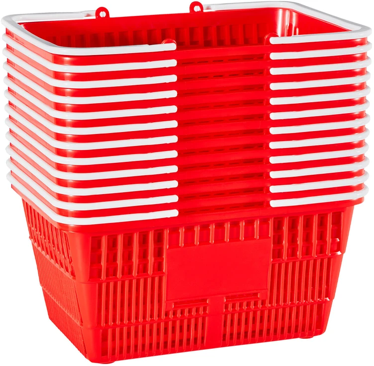 VEVOR Pirkinių krepšeliai, 12 vnt., 21 l, raudoni