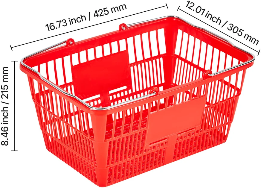 VEVOR Krepšiai pirkiniams, 12 vnt, 21L, raudoni