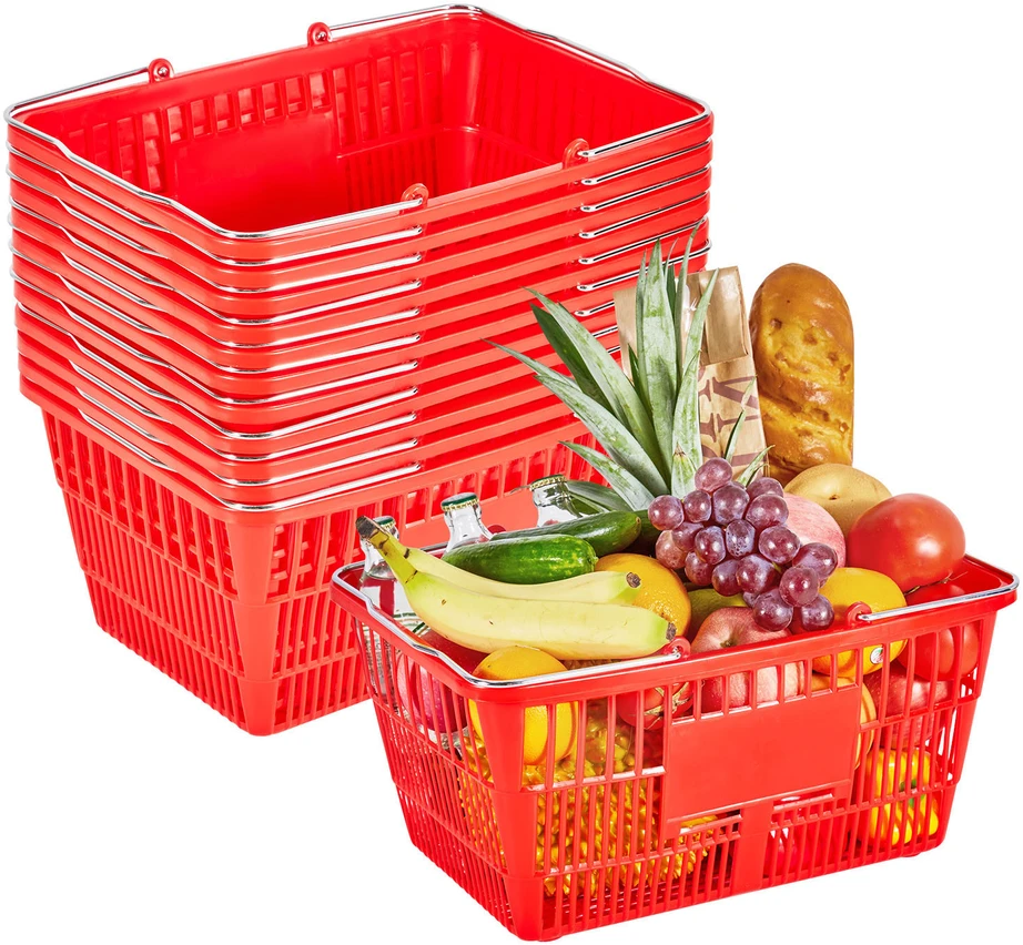VEVOR Krepšiai pirkiniams, 12 vnt, 21L, raudoni