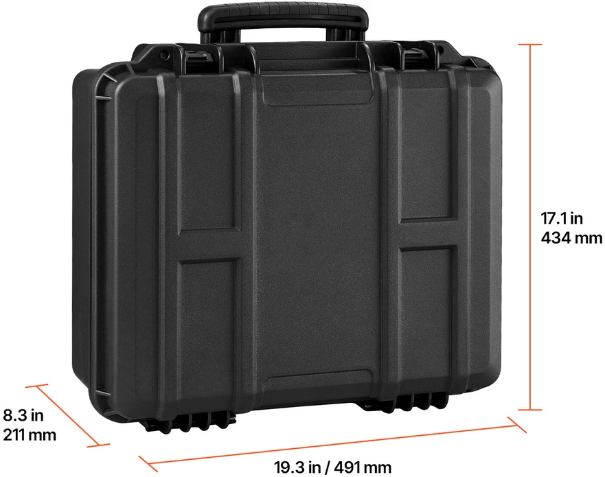 VEVOR Kietas pistoleto dėklas, tvirta vandeniui atspari ginklų laikymo dėžė su XPE putplasčio pamušalu, pritaikomas vidus, TSA atitiktis, 491x434x211 mm, apsauginis lagaminas įrangai