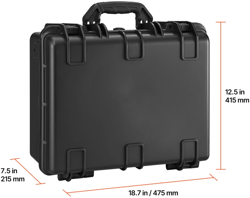 VEVOR Tvirtas kietas pistoleto dėklas su pritaikomu XPE putų vidumi, vandeniui atsparus ir TSA atitinkantis saugiam ginklų laikymui ir kelionėms, 475x415x215 mm ginklo dėžė, apsauginis lagaminas ginklams