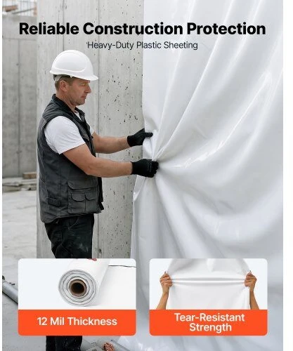 Polietileno plėvelė VEVOR YF10FT100FTBW12Mil, 3,05 x 30,48 m