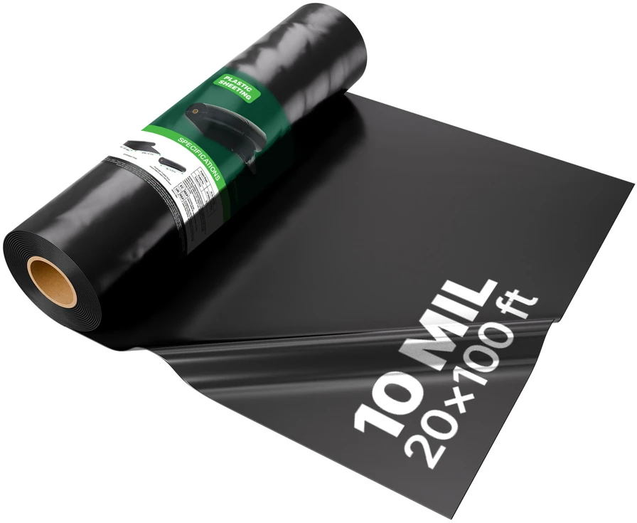VEVOR Juoda polietileno plėvelė 6.96 x 30.48 m, 0.25 mm
