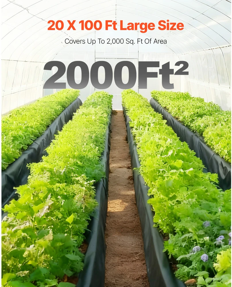 VEVOR Juoda polietileno plėvelė 6.96 x 30.48 m, 0.25 mm