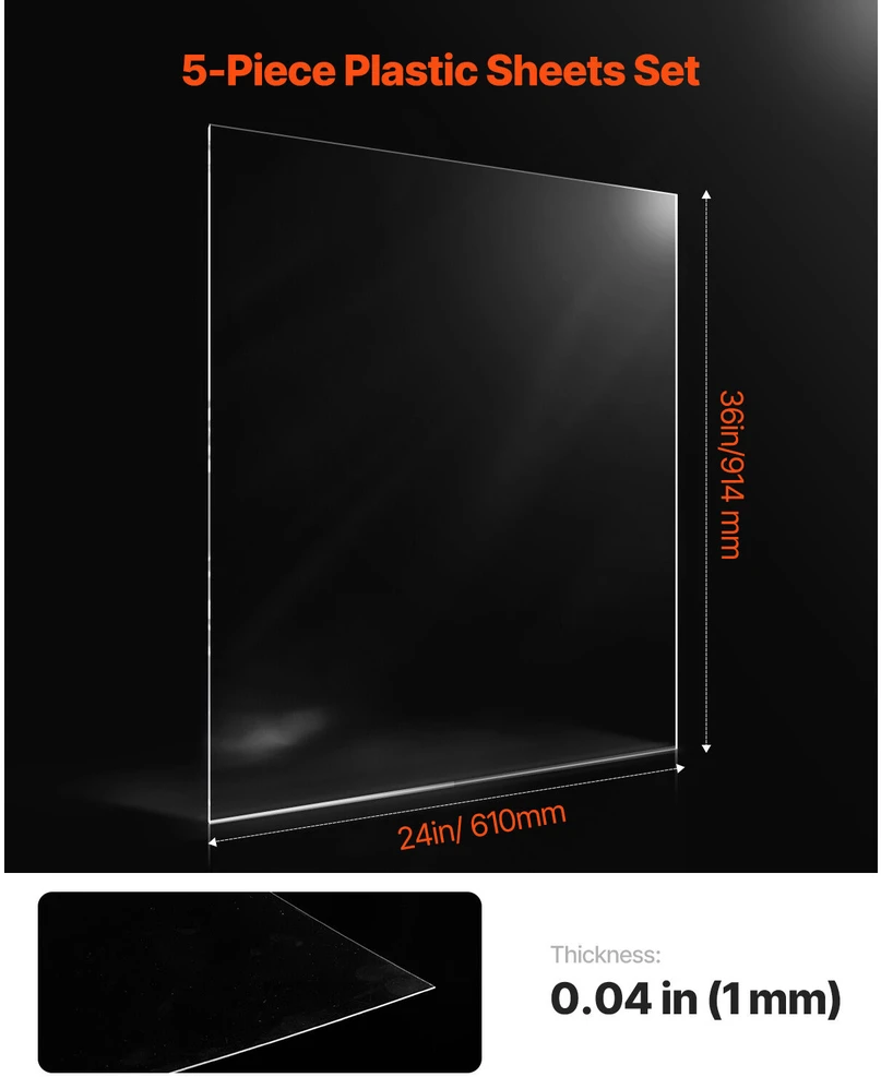 VEVOR 5 dalių PET plokštės 610 x 914 mm