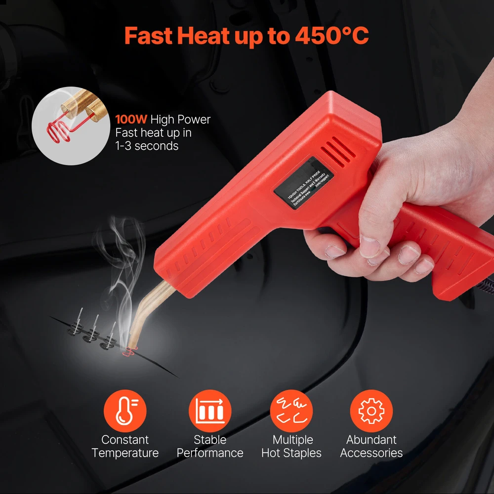 VEVOR Plastiko virinimo aparatas 100W su 800 kabučių