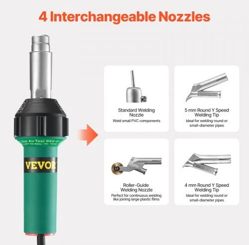 VEVOR Karšto oro plastiko suvirintojas 1600W su 14 priedų