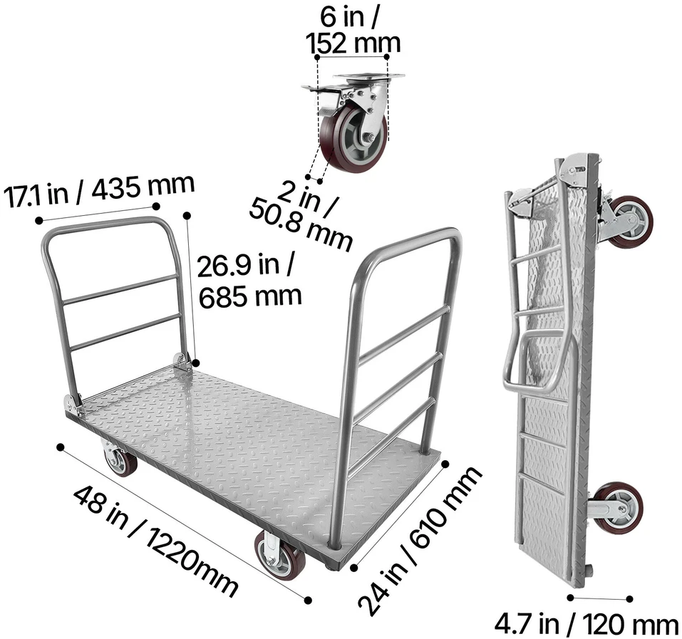 VEVOR Platforminis vežimėlis, 1202 kg talpa
