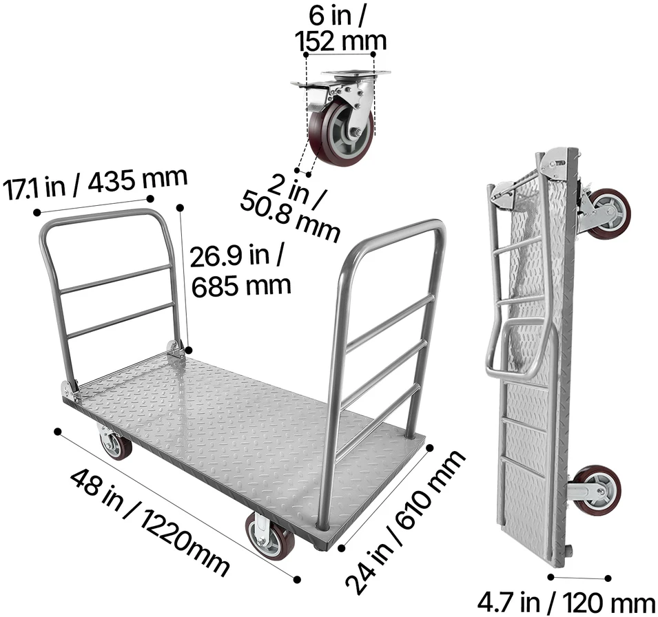 VEVOR Platforminis vežimėlis, 1202 kg talpa
