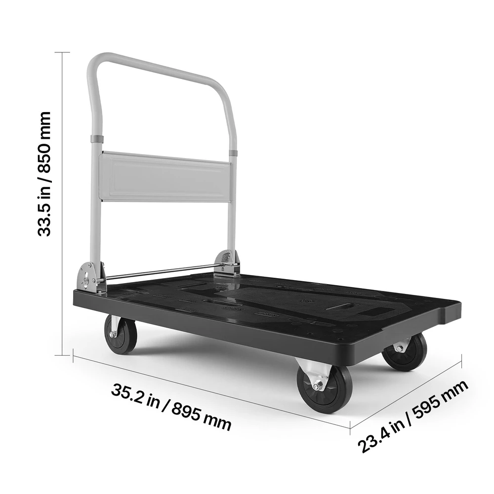 VEVOR Sulankstomas vežimėlis su pasukamais ratukais, 299 kg