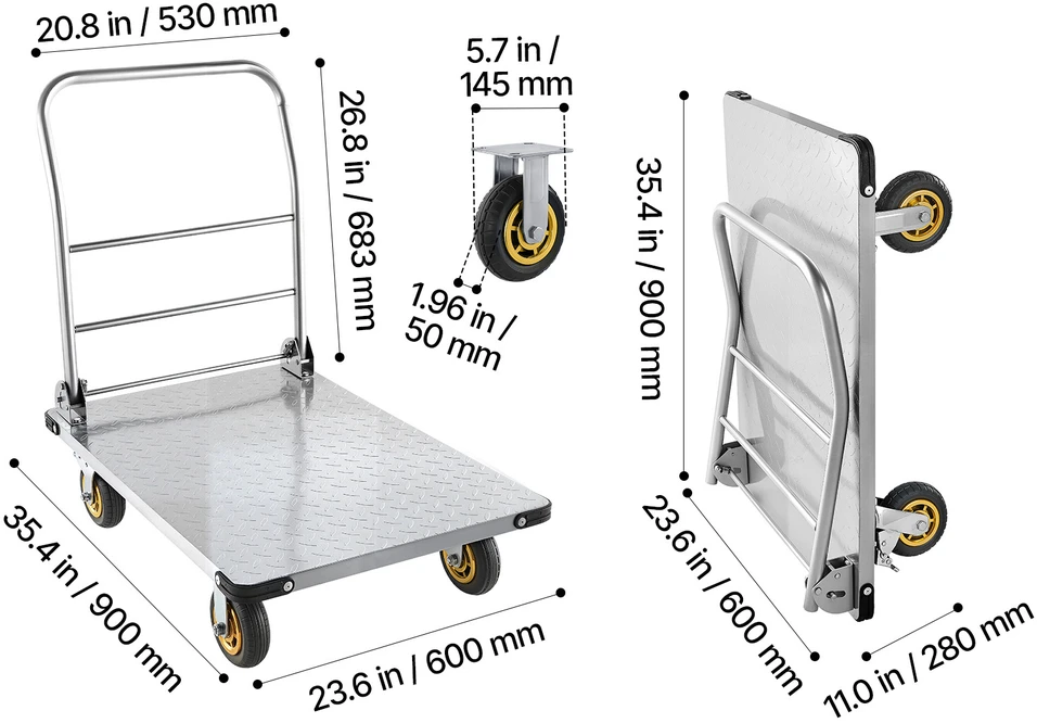 VEVOR Platforminis vežimėlis 907 kg, plieno
