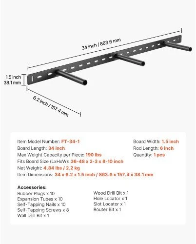 VEVOR Lentynos laikiklis 34 cm plaukiojantis