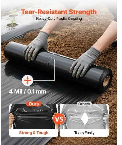 Polietileno plėvelė VEVOR YF10FT100FTB4MIL, 3,05 x 30,48 m, 0,1 mm
