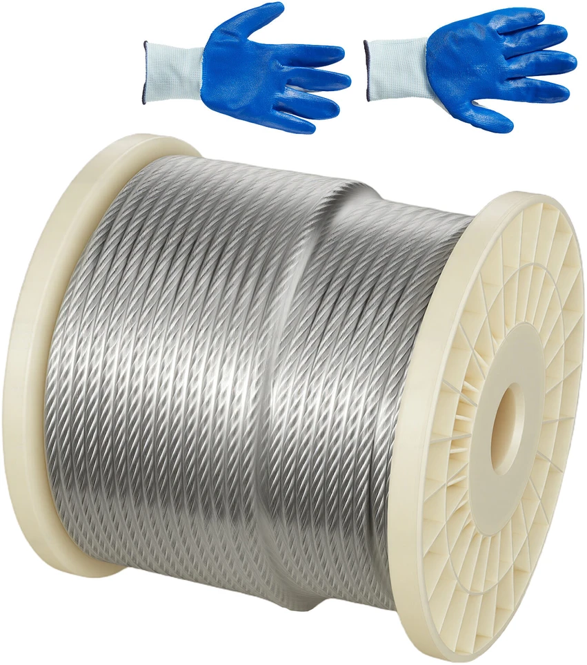 VEVOR 6,35 mm nerūdijančio plieno lynas 76,2 m (7x19)