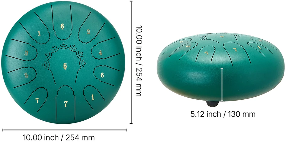 VEVOR Metalinė liežuvinė būgnelė, žalia