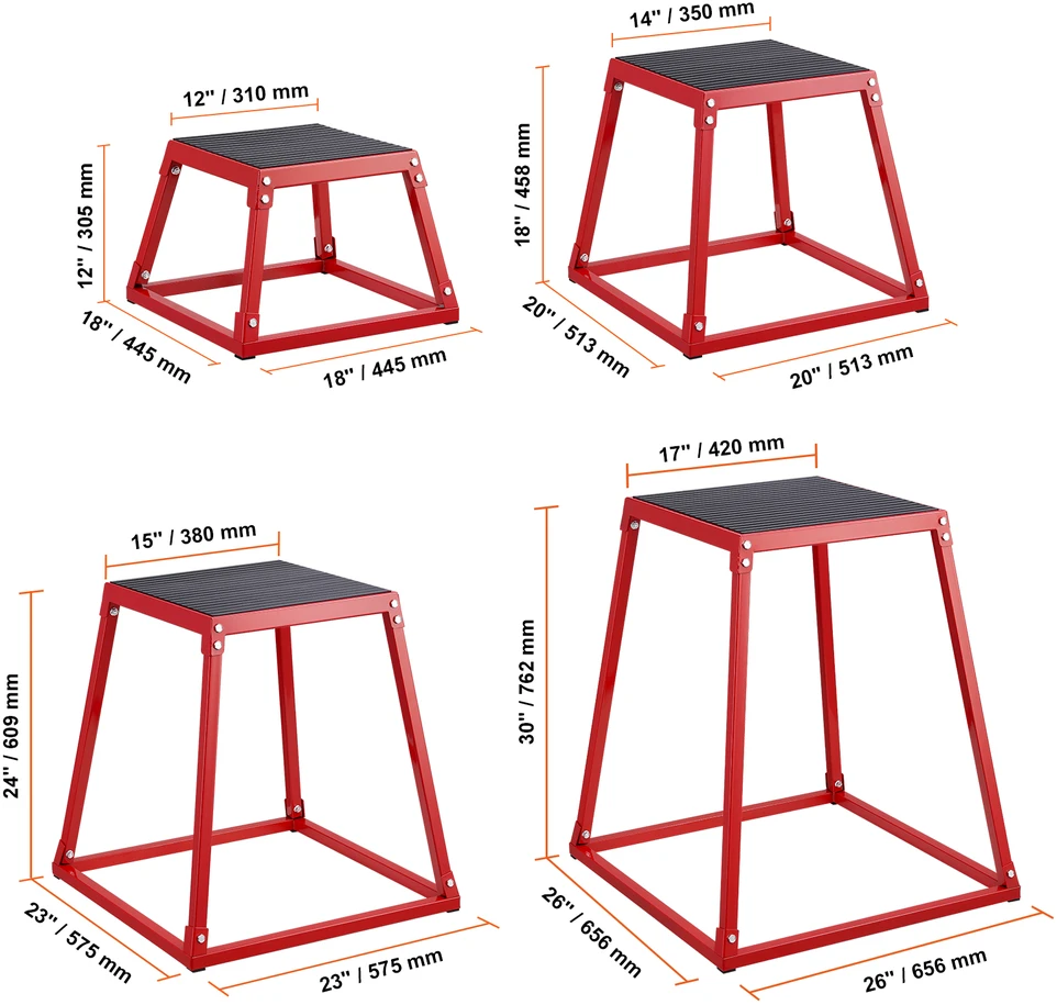 VEVOR Pliometriniai šuolio kubai, 30 cm, 45 cm, 60 cm, 75 cm