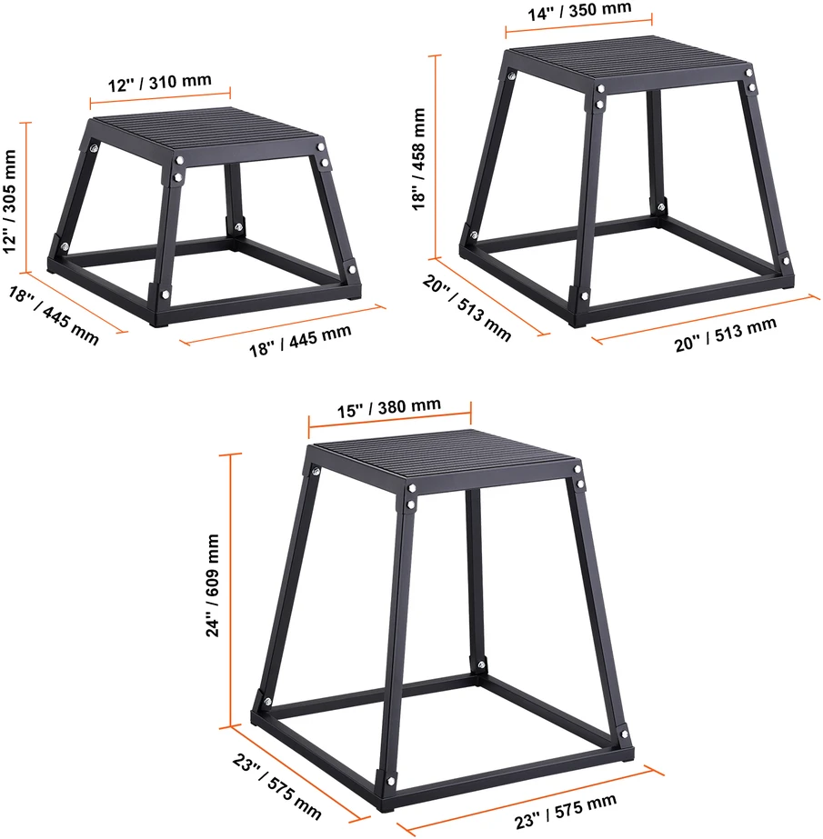 VEVOR Pliometrinės treniruočių dėžės 30/46/61 cm