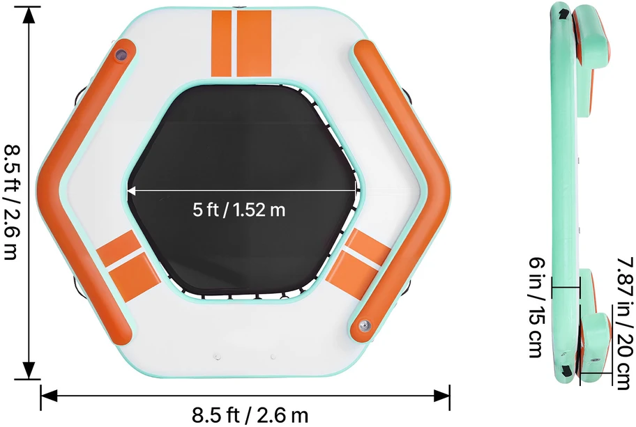 VEVOR Pripučiama plaukiojanti platforma 2.6 x 2.6 m