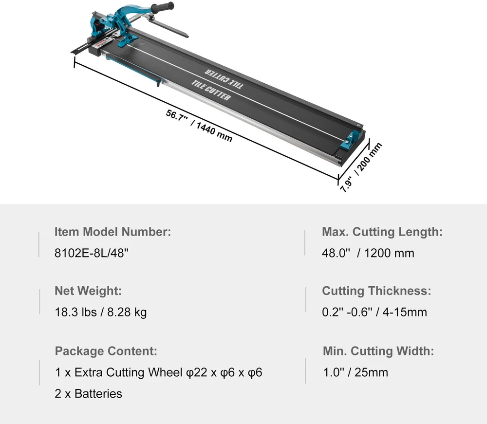 VEVOR Rankinis plytelių pjaustytuvas 1200mm