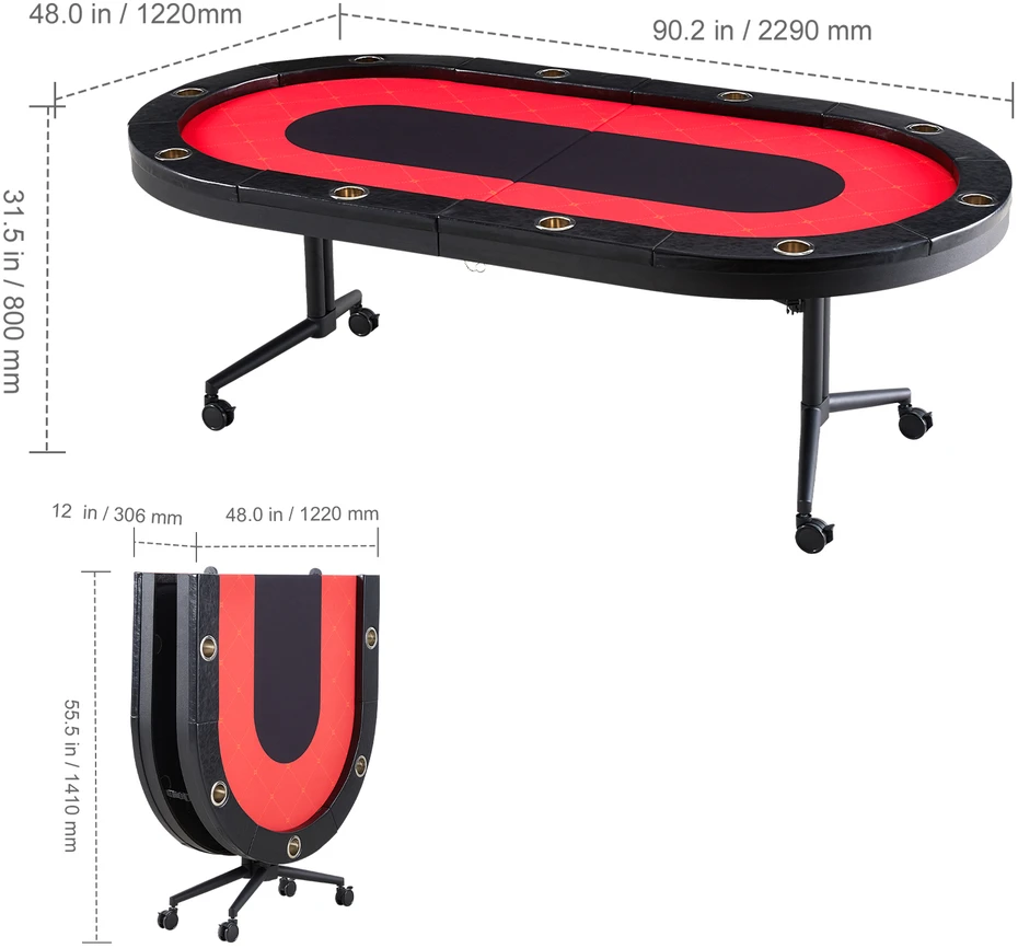 VEVOR Sulankstomas pokerio stalas 10 žaidėjų