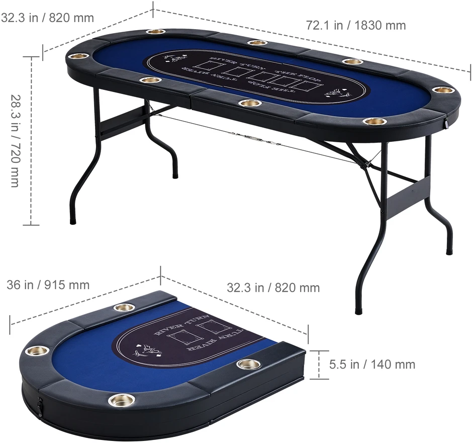 VEVOR Lankstomas 8 vietų pokerio stalas