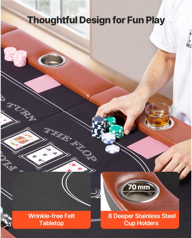VEVOR Sulankstomas pokerio stalas 8 žaidėjams