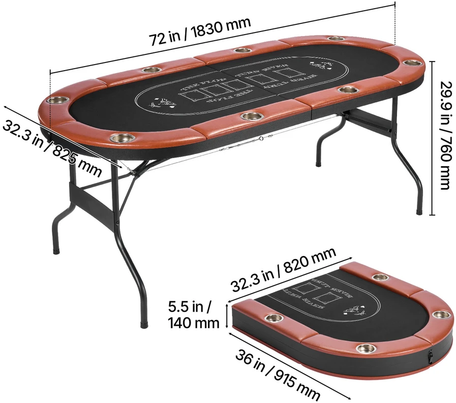 VEVOR Sulankstomas pokerio stalas 8 žaidėjams