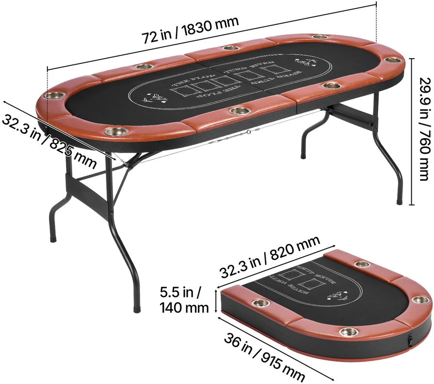 VEVOR Sulankstomas pokerio stalas 8 žaidėjams